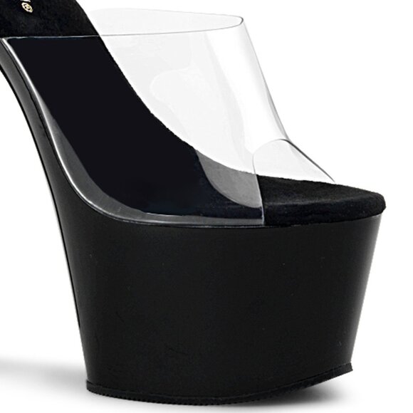 Clear Platform Stiletto Mules | High Heel Slip-On Sandals - Picture 3 of 5